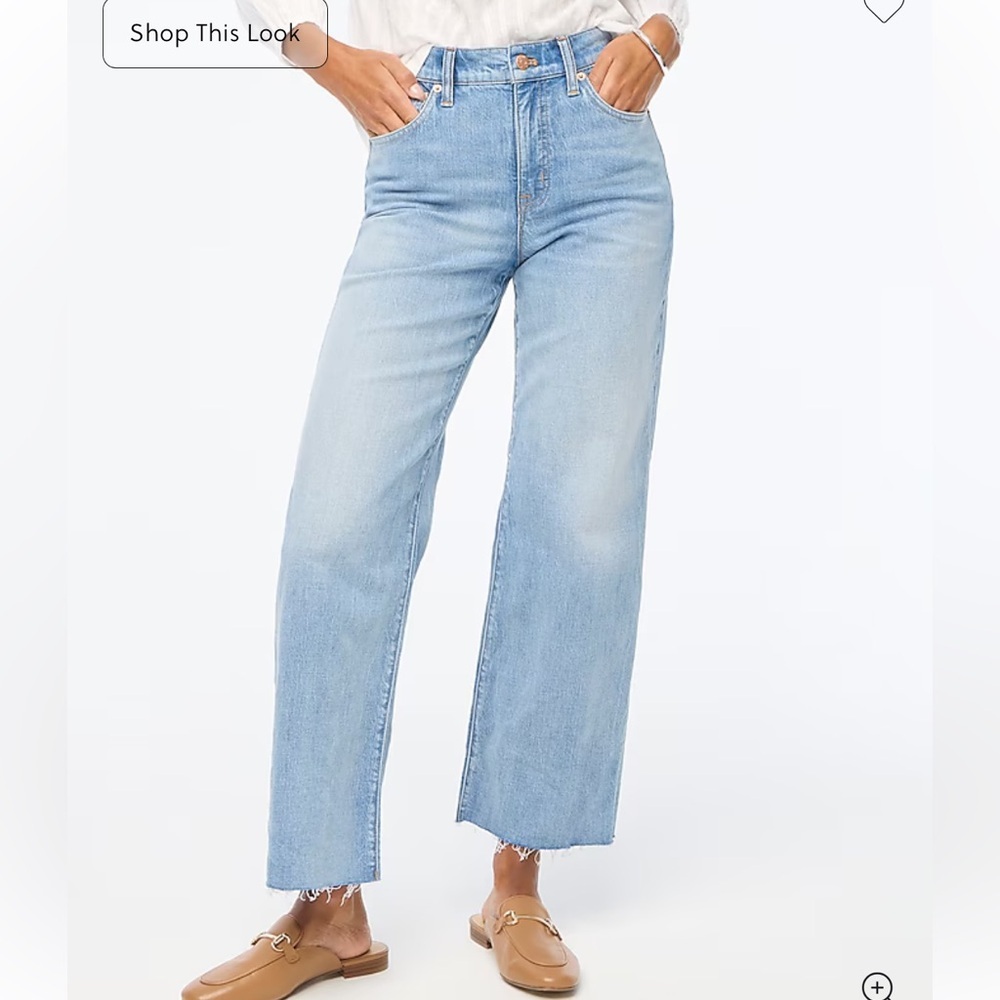 J crew spring storm wash Petite wide-leg crop jean in all-day stretch